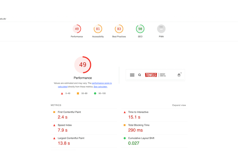 Home Mobile Before Optimization