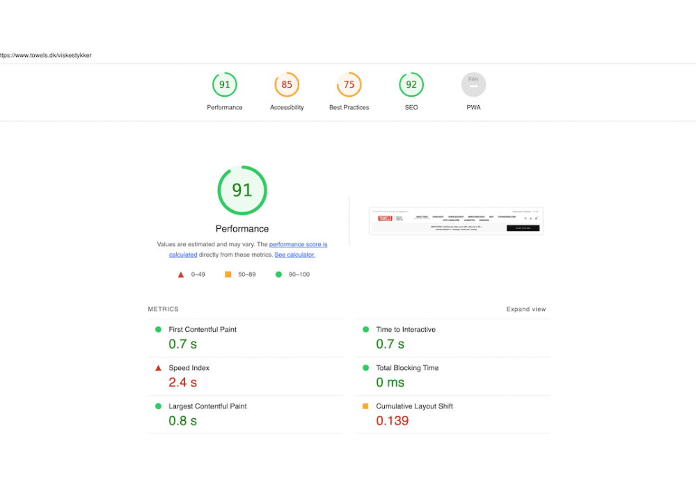 Category desktop Before Optimization