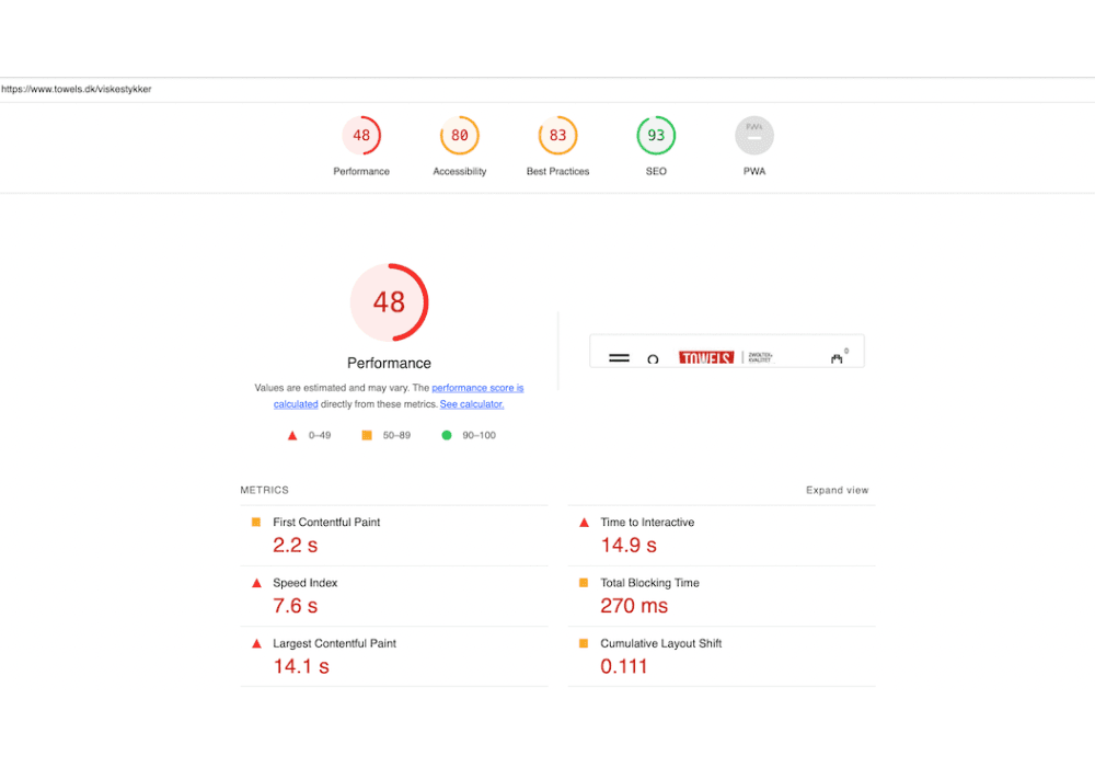 Category Mobile Before Optimization