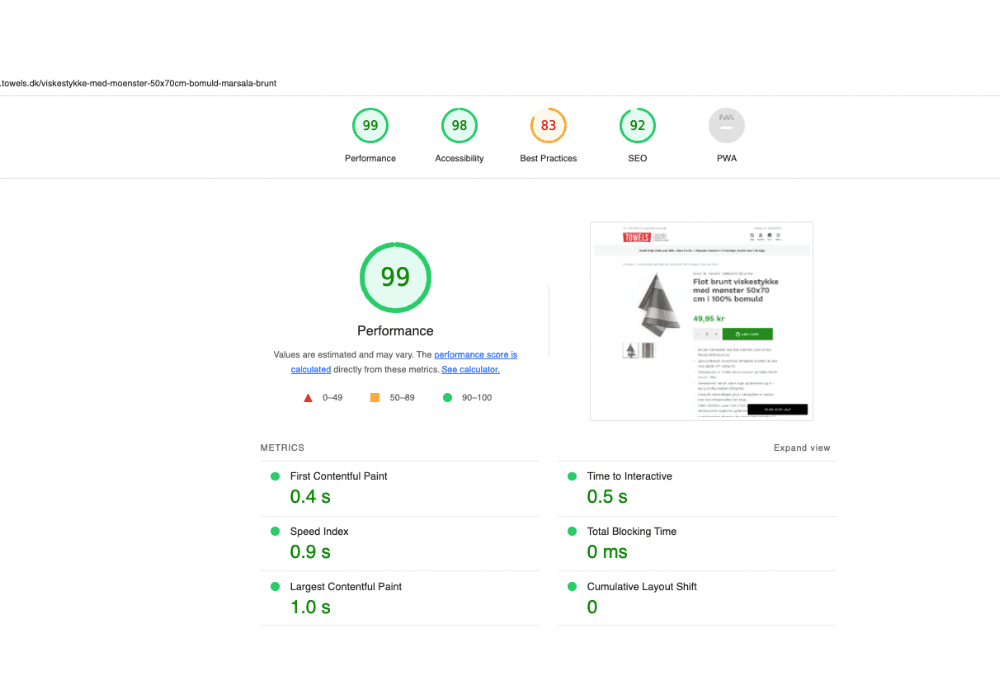 Product desktop after Optimization